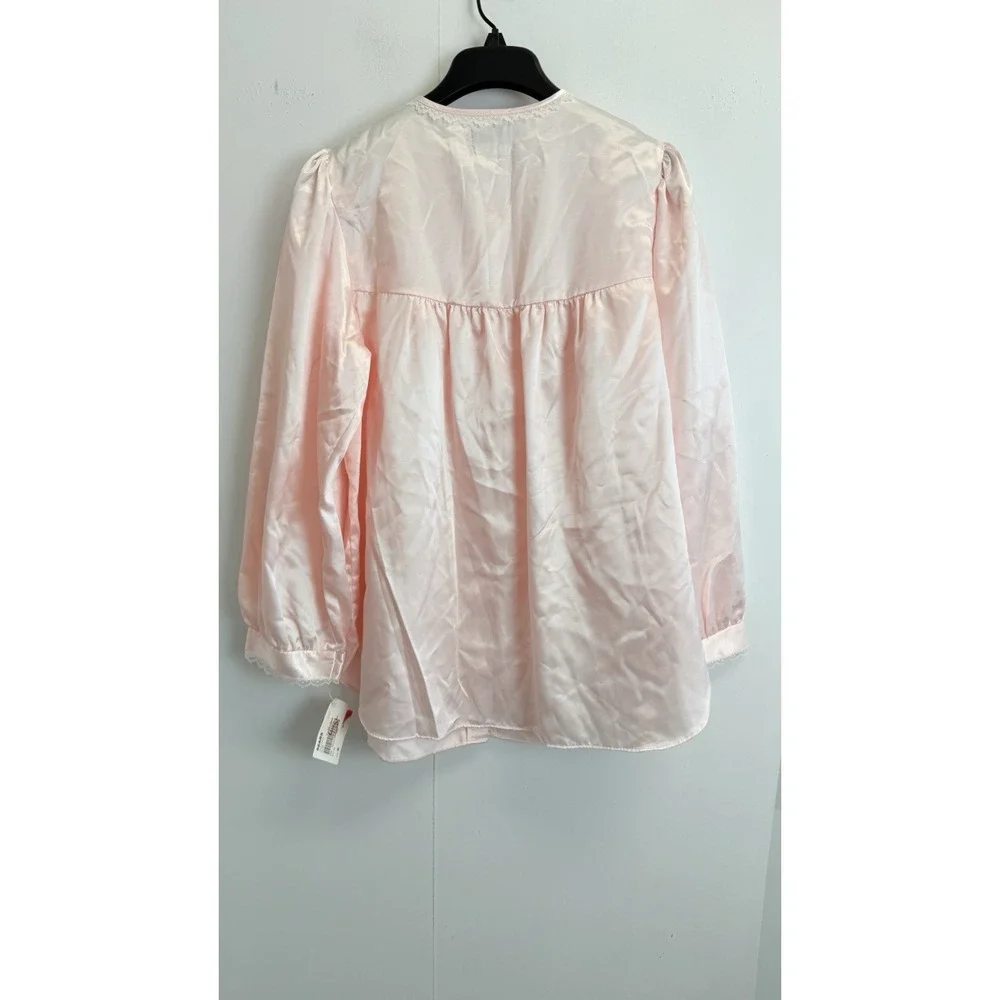 NEW Amanda Stewart Womens M Brushed Satin Pajama Set Floral Embroidery Lace Pink